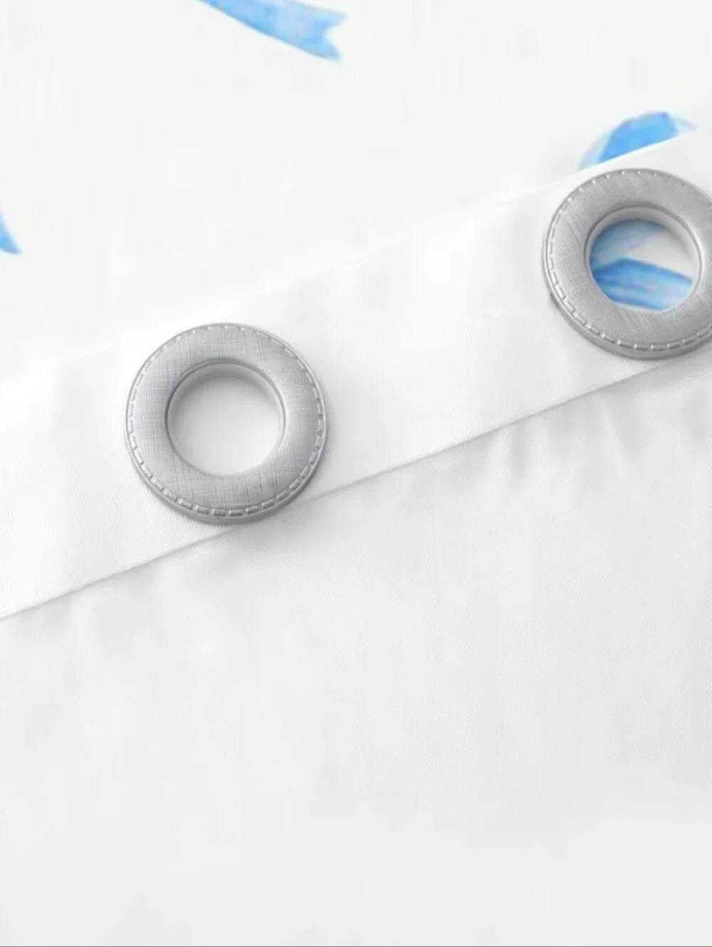 Light Blue Bow Print Grommet Curtain Panel